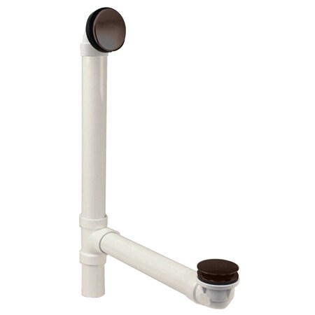 Westbrass Sch. 40 PVC Bathtub Assembly with Tip-Toe Drain and No-Hole Overflow, Oil Rubbed Bronze 493244H-12